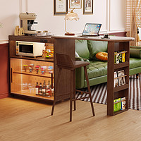 卢西彼海 美式岩板吧台实木隔断边柜可移动餐桌小户型家用客厅多功能储物柜