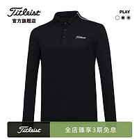 Titleist泰特利斯高尔夫服装男士长袖T恤23冬季PLAY男装长袖POLO衫 黑色 L