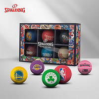 抖音超值購：SPALDING 斯伯丁 斯伯丁籃球mini隊徽彈力1號球禮盒裝兒童玩具