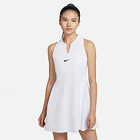 NIKE 耐克 DRI-FIT女子網球連衣裙夏新款速干透氣拼接V領DX1428-100