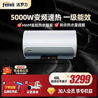 法罗力（FERROLI）50/60升家用电热水器5000W变频速热智能恒温卫生间储水式热水器D9 60L