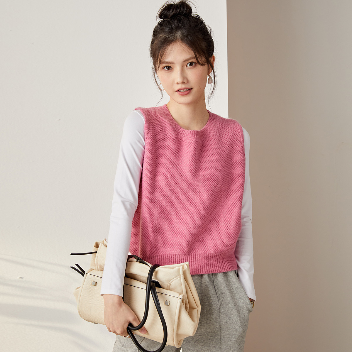 MB 圆领针织马甲背心女外穿秋季无袖打底衫