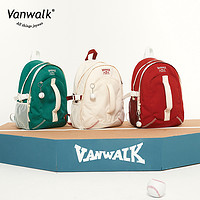 VANWALK 棒球系列 美式复古女大学生ins初高中轻便双肩包书包情侣