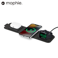 mophie 适用苹果15pro三合一无线充电器iPhone14max13手机手表iwatch耳机magsafe磁吸applewatch充电底座折叠