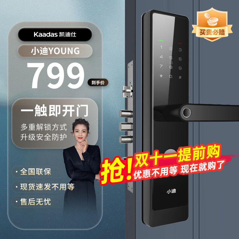 kaadas 凯迪仕 指纹锁Young智能门锁密码锁卧室门锁锁门的锁家用