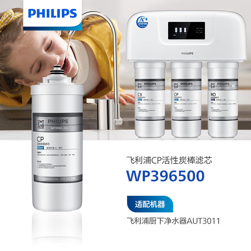 PHILIPS 飞利浦 净水器WP4142/WP4143 滤芯 WP3965/00-CP活性碳棒