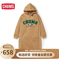 CHUMS洽洽鸟 日系户外秋冬运动裙女字母印花加厚棉质连衣裙CH18-1269 卡其B001 M