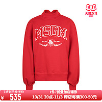 MSGM 女士日常休闲高领字母图案印花设计棉质套头衫卫衣