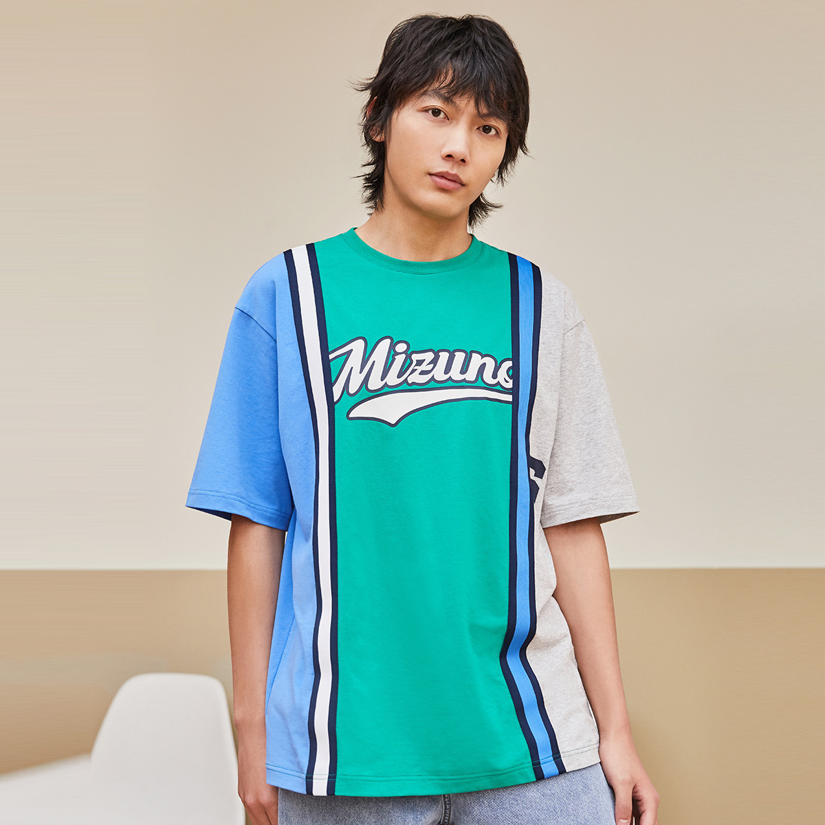 美津浓 Mizuno【初秋特卖】撞色棒球文化高弹宽松薄款款运动T恤短袖球衣