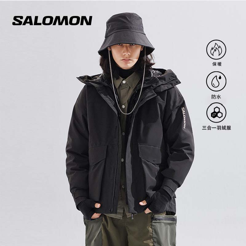 salomon 萨洛蒙 三合一羽绒服冲锋衣男春秋保暖防风防水鹅绒户外