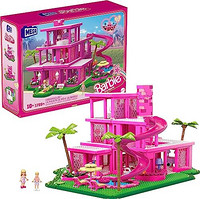 MEGA BLOKS 美高 Barbie 芭比 MEGA 芭比大电影成人拼搭玩具，DreamHouse 复制品，含 1795 件，芭比和 Ken 微型玩偶及配件，适合收藏家，HPH26
