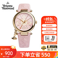 Vivienne Westwood 西太后时尚女士手表欧美石英腕表女生皮带女表 时尚粉色土星女表