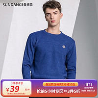 Sundance 圣得西 冬季毛衣外套男新款长袖加绒卫衣男圆领韩版潮流针织衫 蓝色 185/100A