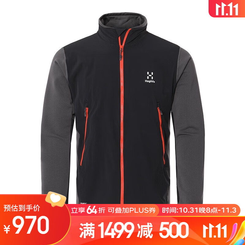 HAGLÖFS 火柴棍 HAGLOFS抓绒衣男户外夹克防泼水保暖耐磨运动轻量抓绒外套602956 2CT S