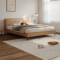 QM 曲美家居 真皮双人床法式复古风现代卧室软床 床+床垫 1.5*2.0m