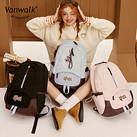 VANWALK 牛仔系列 自制学生双肩背包女新款高级感轻便初高中生书包