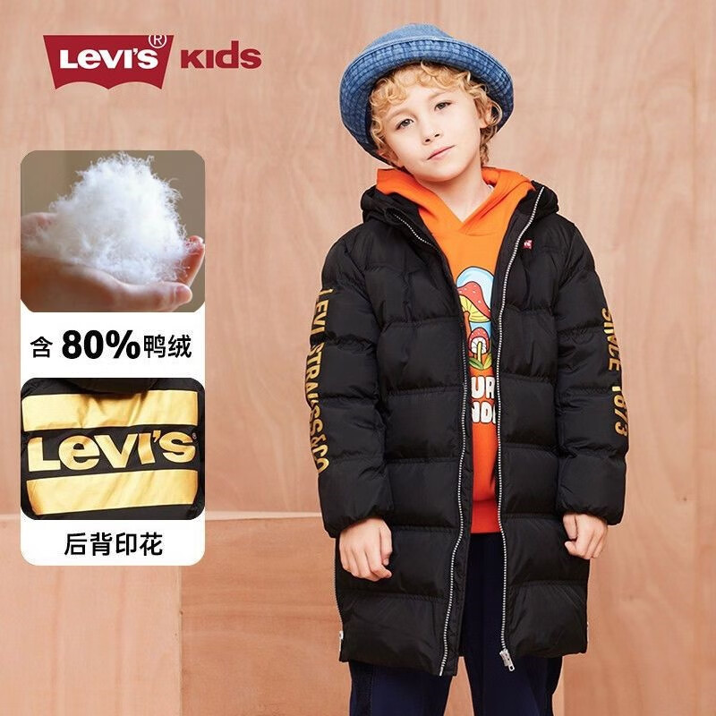 Levi's 李维斯 童装男童中长款羽绒服冬季儿童加厚保暖上衣外套