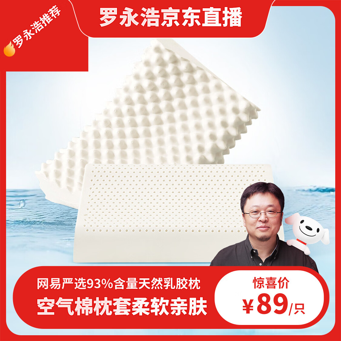 YANXUAN 网易严选 乳胶枕 空气棉 93%天然乳胶含量优眠款 1只装