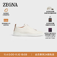杰尼亚 Zegna）白色鹿皮TripleStitch奢华休闲鞋