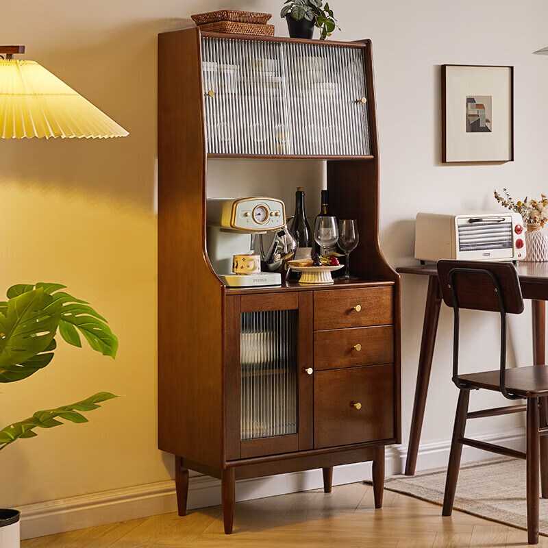 家逸实木餐边柜酒柜茶水柜厨房碗柜储物柜边柜靠墙收藏柜70cm