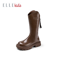 ELLE kids ELLEkids法国童鞋女童靴子冬季新款长筒靴中大童女孩长靴儿童皮靴