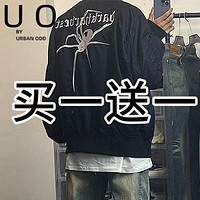 UO 春秋款高街vintage棒球服男女美式复古刺绣蜘蛛外套宽松短款夹克