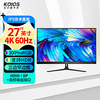 KOIOS 科欧斯 K2721UD 27英寸 IPS 显示器（3840×2160、60Hz、100%sRGB、HDR）