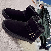 ZGR 冬季反绒棉鞋加绒保暖面包鞋短靴情侣男女同款雪地靴