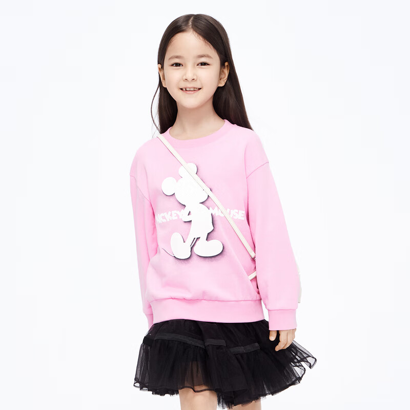 Little MO&CO. 米奇IP little moco童装装男女童纯棉长袖套头卫衣 霓虹粉色 110/52
