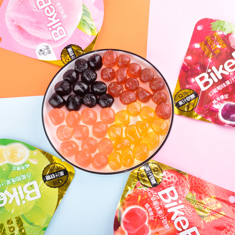 bikeboy果汁软糖52g糖爆浆儿童零食水果糖果