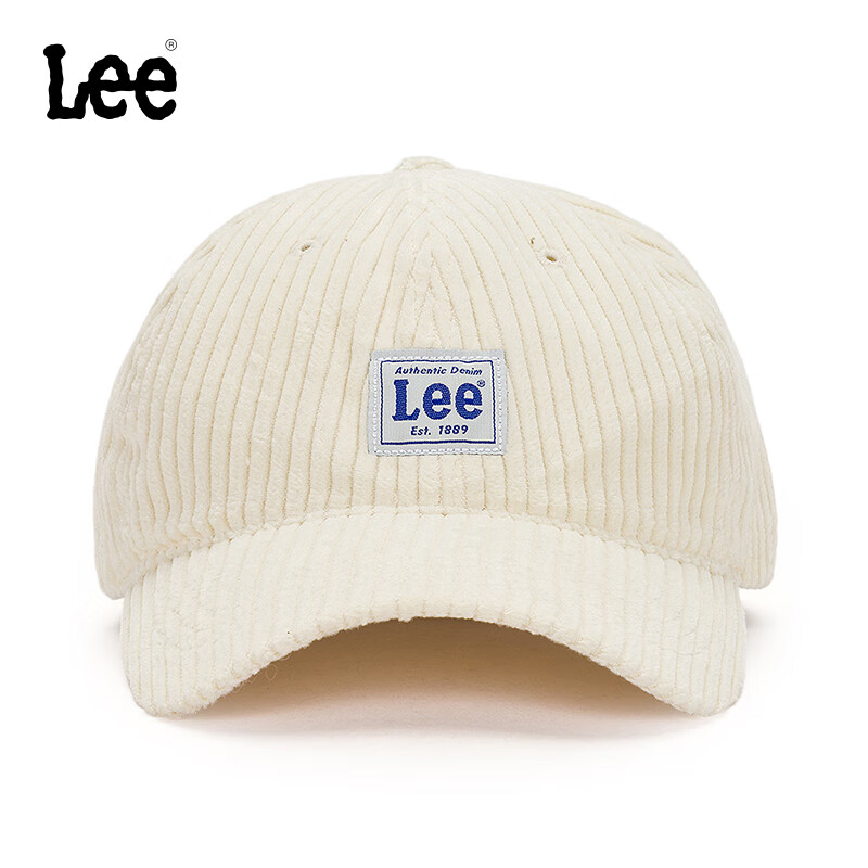 Lee韩国设计灯芯绒LOGO男女同款时尚潮流休闲棒球帽LUA00648多色 米白色 F