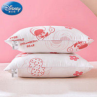 Disney 迪士尼 枕头A类枕头抑菌防螨整头可水洗高弹颈椎枕2只 一对装 纤维枕-草莓熊1对装
