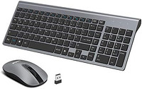 LeadsaiL 键盘鼠标套装无线,2.4 GHz USB 接收器12 个 FN 键,适用于 Windows XP/7/8/10,PC,