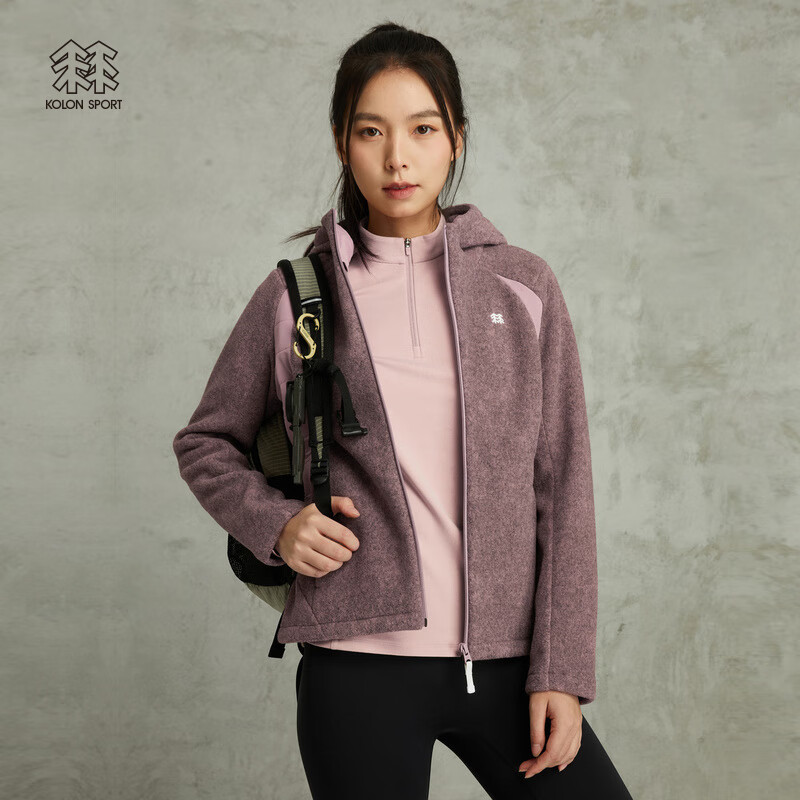 KOLON SPORT/可隆抓绒衣 女子户外透汽运动徒步露营保暖夹克外套 LKFJ3WN122-OG 玫瑰粉 160/S