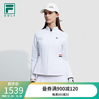 FILA 斐乐 女士梭织外套简约高尔夫运动翻领上衣 玉石白-WT 160/80A/S