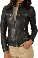 leather FAIR 女式皮夹克飞行员摩托车骑行者真羊皮女士夹克