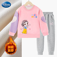 迪士尼女童冬季儿童套装白雪卫衣套装加绒加厚休闲上衣SP98372 粉色 120