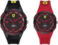 Ferrari 法拉利 Scuderia Ferrari 男士 Apex 石英手表硅胶表带 黑色 18(型号: 0870044)