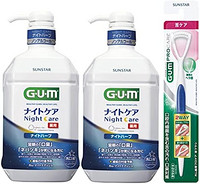GUM 漱口水 口腔清洗液 夜用香草型 900毫升×2瓶+舌部清洁刷×1支