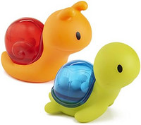 munchkin 满趣健 ® 沐浴摇铃 – 有趣的感官沐浴学习玩具,适合婴幼儿,乌龟和蜗牛,2 件装