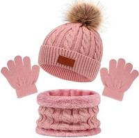 Generic 3 件婴儿舒适冬季帽、手套和围巾套装