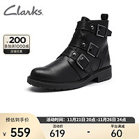 Clarks 其乐 女鞋秋季时尚潮流搭扣及踝靴简约复古马丁靴女