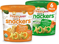 HappyBABY 禧贝 Happy Baby 烘焙谷物零食，2种风味蔬菜，1.5盎司(每盒6份) 42.5g