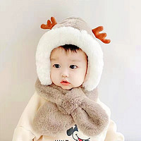 EFRORO 依芬洛 宝宝围巾一体帽子秋冬毛绒婴儿幼儿1-5岁3可爱护耳帽保暖男女儿童
