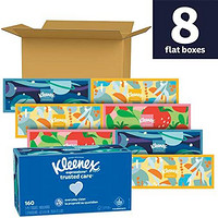 Kleenex 舒洁 Expressions Trusted Care 面巾,8 张平盒,每盒 160 张纸巾,2 层(共 1,280 张纸巾)