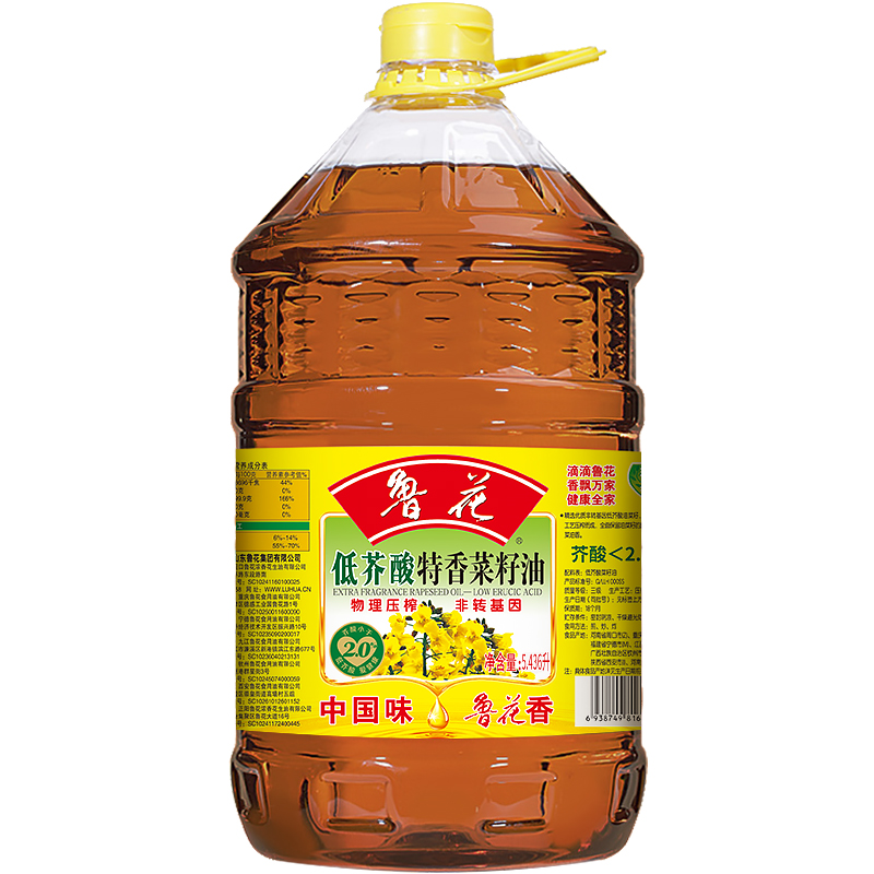 luhua 鲁花 低芥酸特香菜籽油5.436L食用油 物理压榨