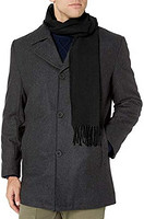LONDON FOG 男式 Amity 34 英寸羊毛混纺汽车外套带围巾