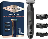 Gillette 吉列 King C. Gillette Style Master,胡須修剪器,須茬修剪器和電動剃須刀,帶一個 4D 刀片,包括 3 個梳子附件