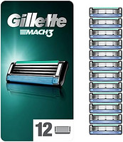 Gillette 吉列 Mach3 男士剃须刀替换刀片，精准修整，12个装
