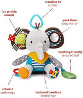 斯凯雷普 婴儿玩耍和磨牙玩具 大手帕伙伴 带有多感官摇铃和纹理，大象